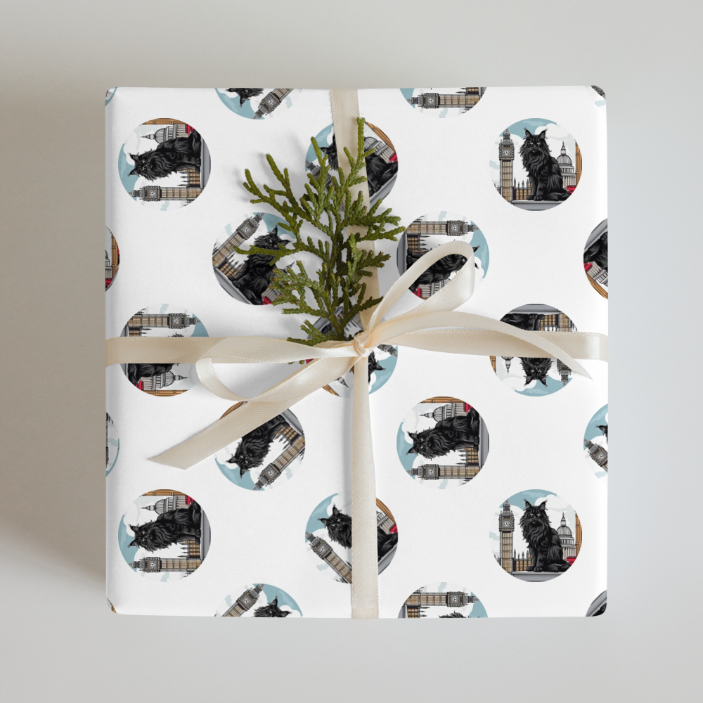 PugMug Custom Black Maine Coon Cat Wrapping Paper