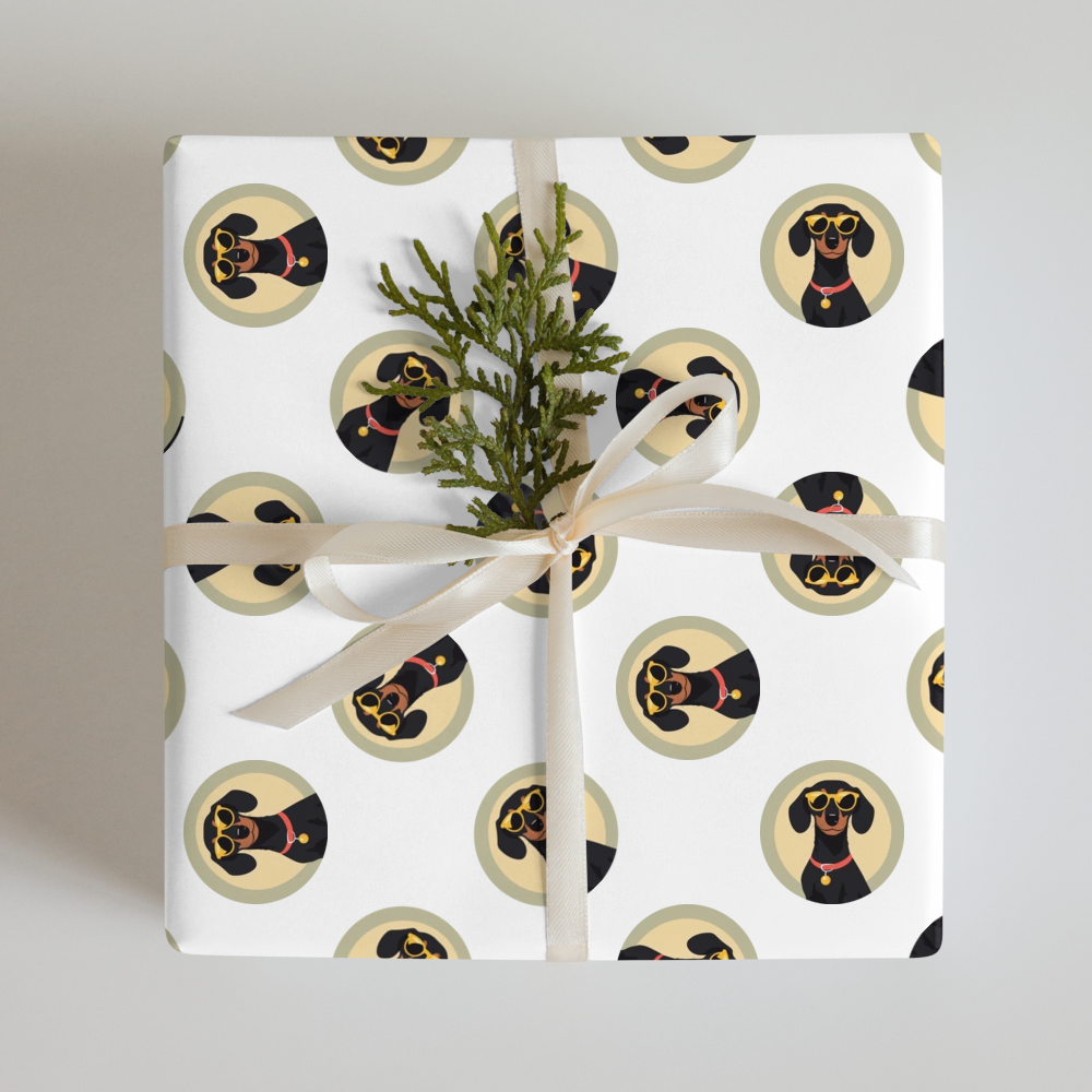 PugMug Custom Black Dachshund Wrapping Paper