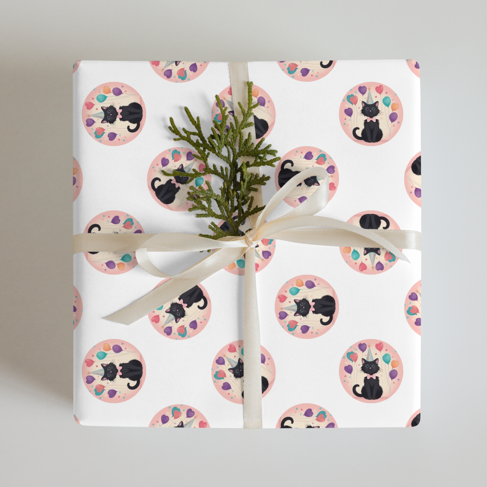 PugMug Custom Black Ragdoll Cat Wrapping Paper