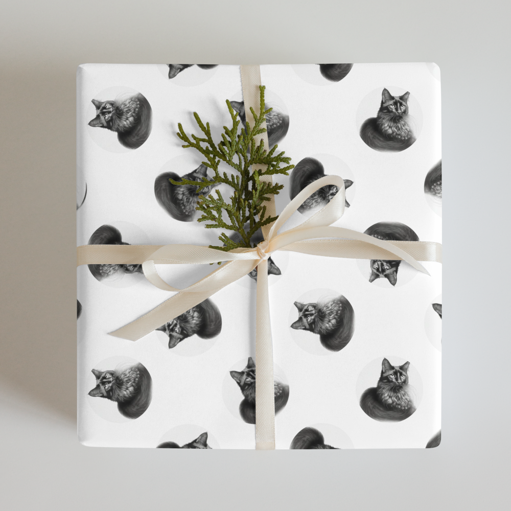 PugMug Custom Black Companion Cat Wrapping Paper
