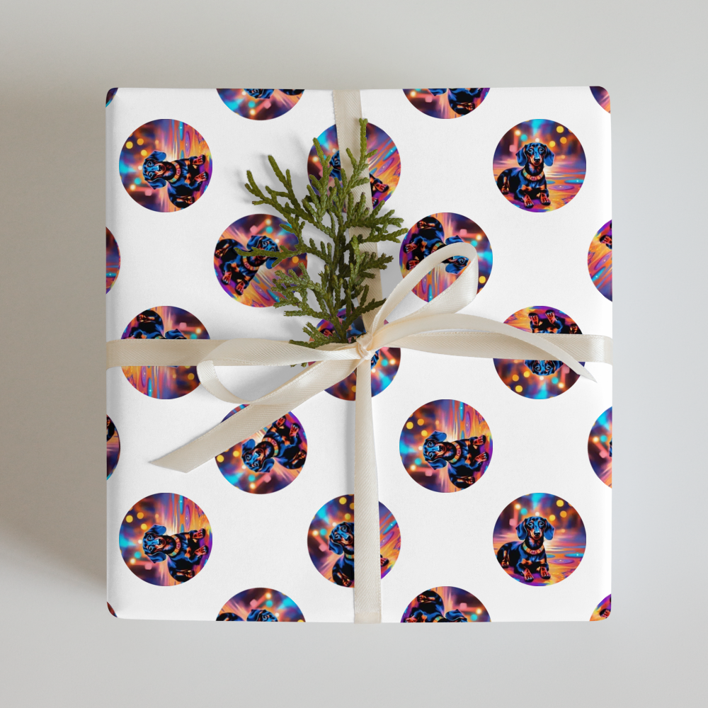 PugMug Custom Black Dachshund Wrapping Paper