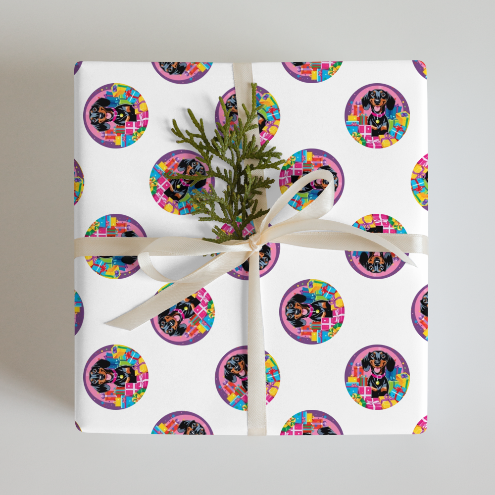 PugMug Custom Black Dachshund Wrapping Paper