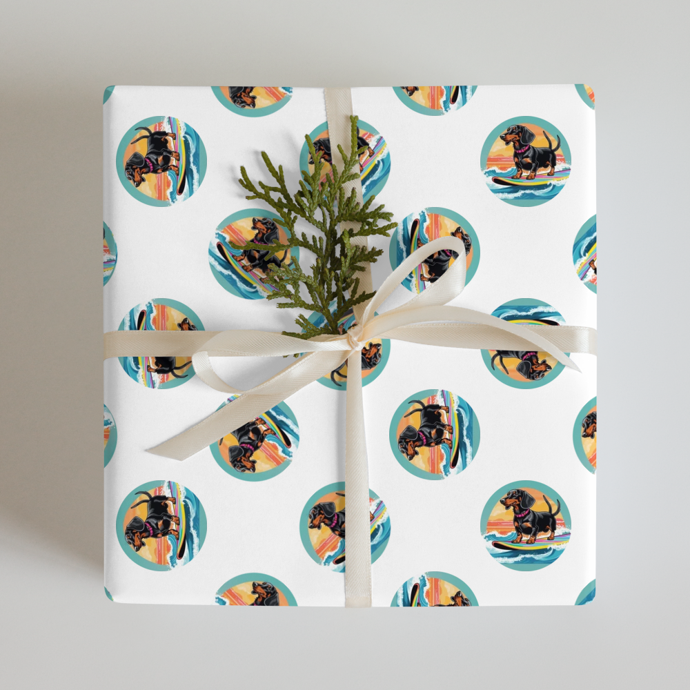 PugMug Custom Black Dachshund Wrapping Paper