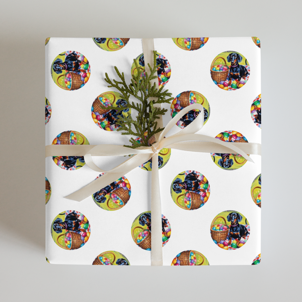 PugMug Custom Black Dachshund Wrapping Paper