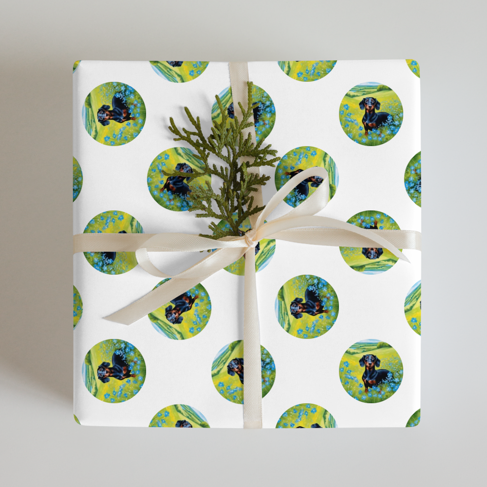 PugMug Custom Black Dachshund Wrapping Paper