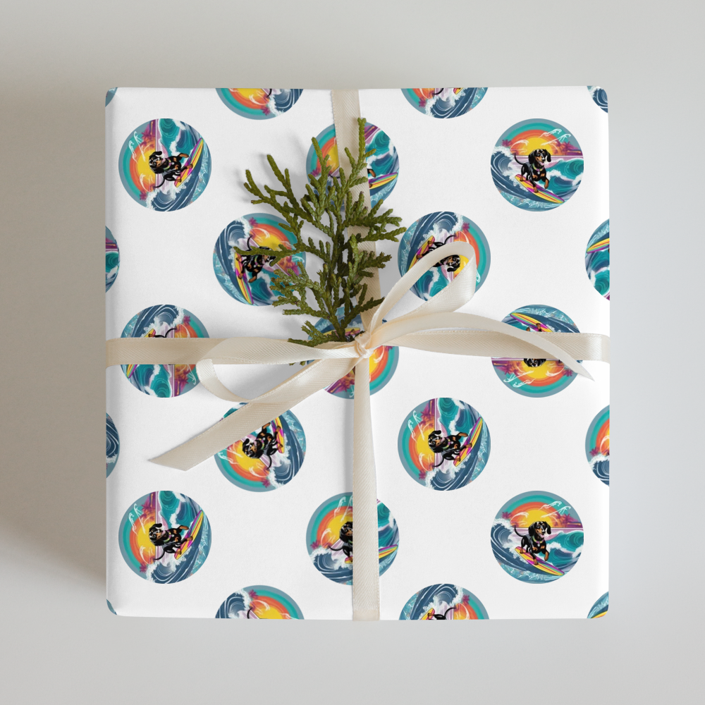 PugMug Custom Black Dachshund Wrapping Paper