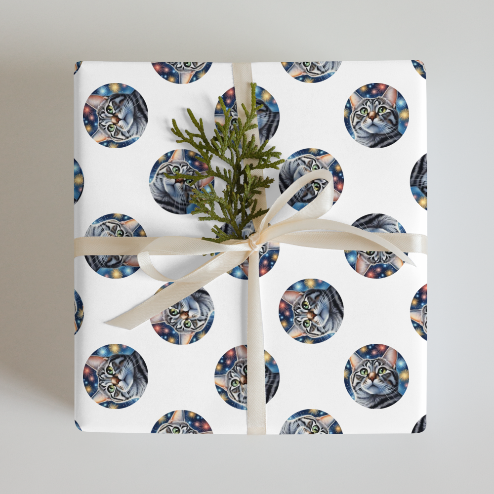 PugMug Custom Tabby American Shorthair Cat Wrapping Paper