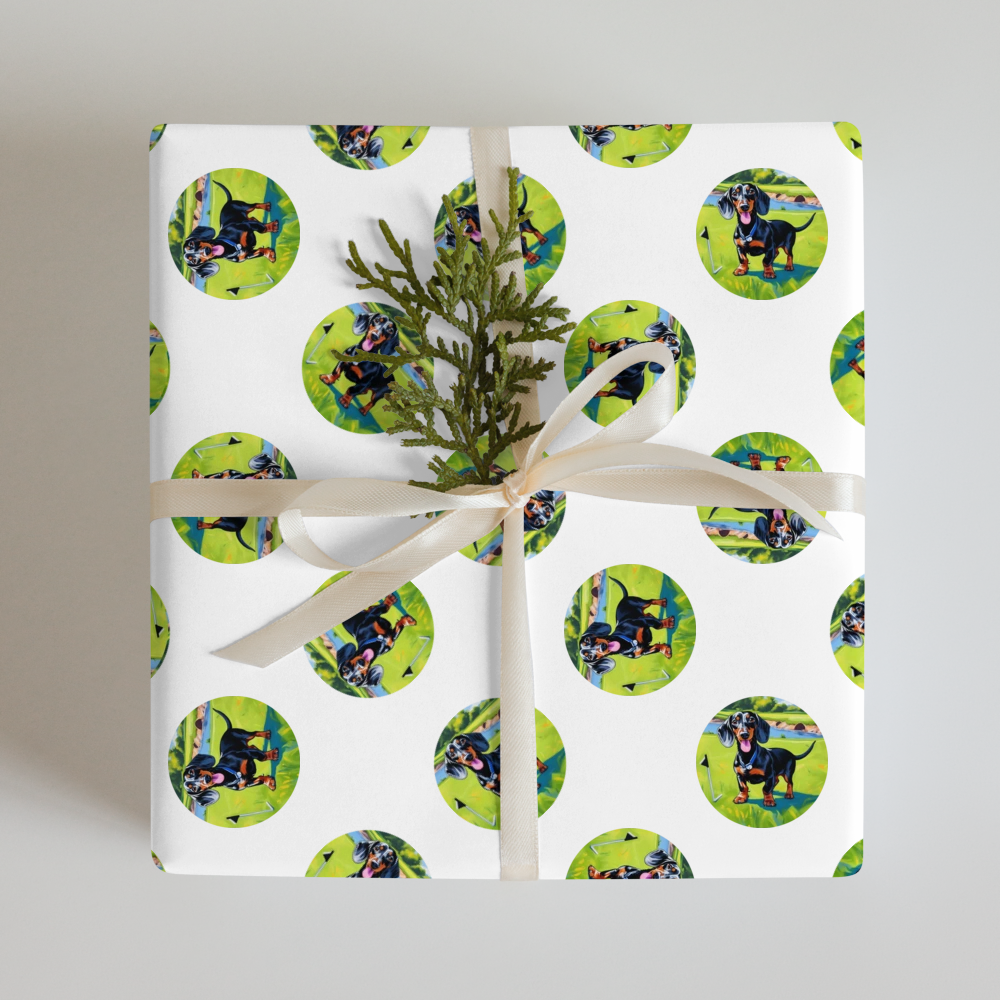 PugMug Custom Black Dachshund Wrapping Paper