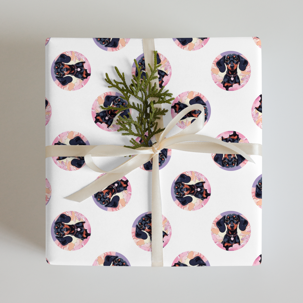 PugMug Custom Black Dachshund Wrapping Paper