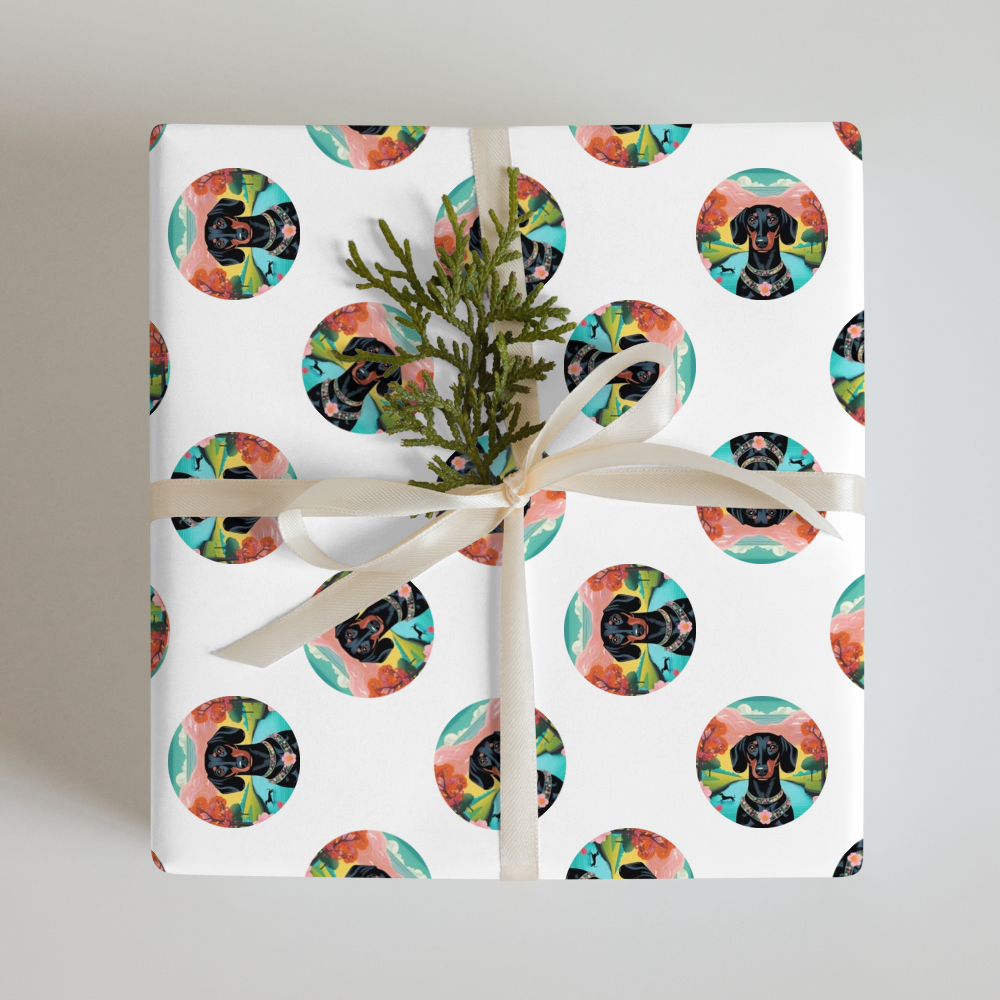 PugMug Custom Black Dachshund Wrapping Paper