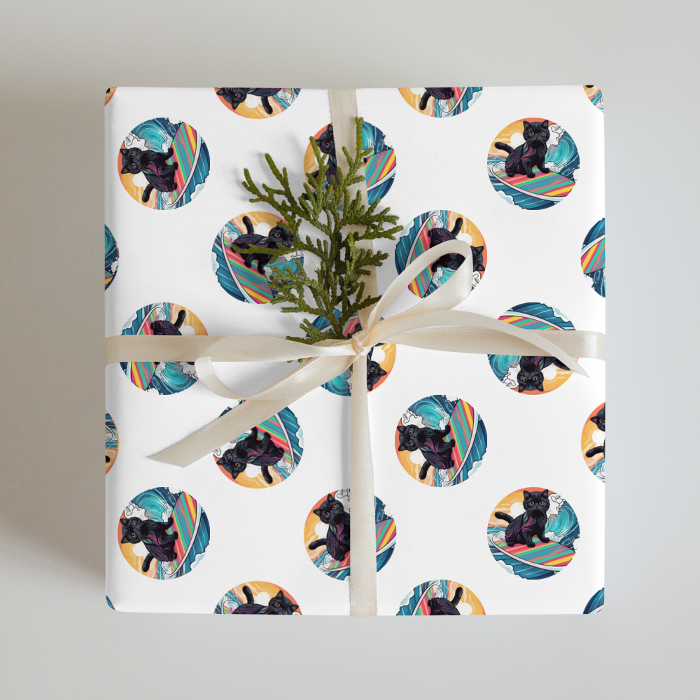PugMug Custom Black Scottish Fold Cat Wrapping Paper