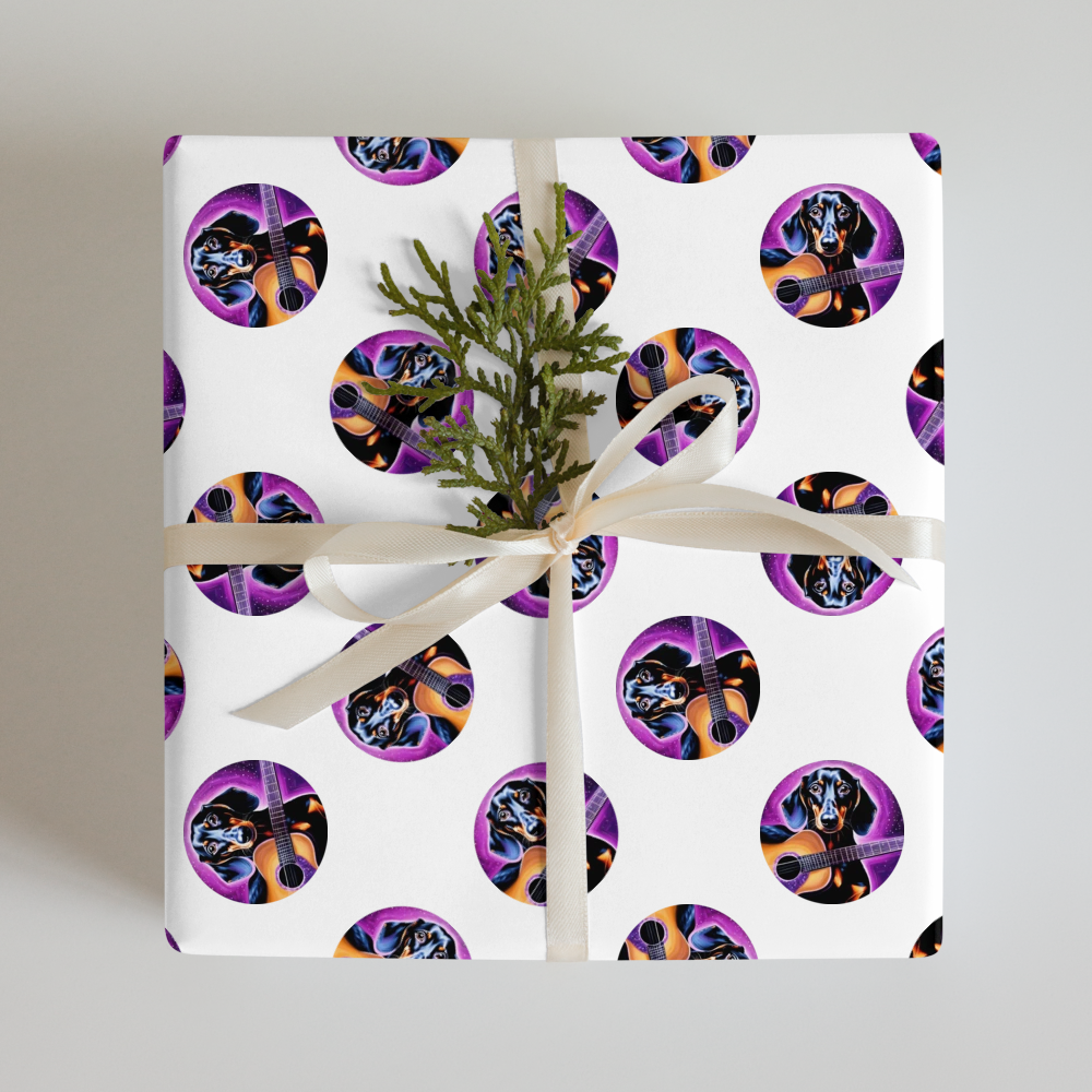 PugMug Custom Black Dachshund Wrapping Paper