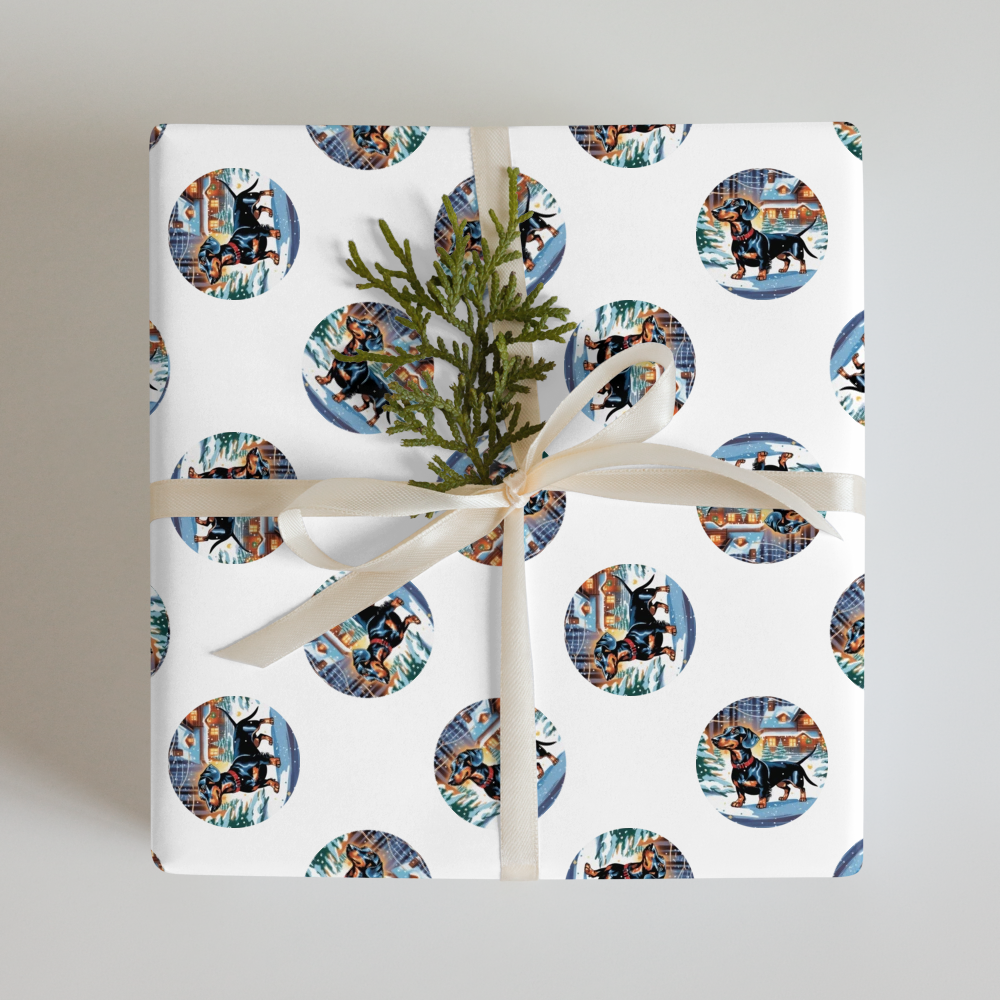 PugMug Custom Black Dachshund Wrapping Paper