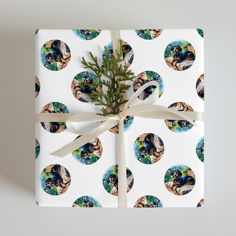 PugMug Custom Black Dachshund Wrapping Paper
