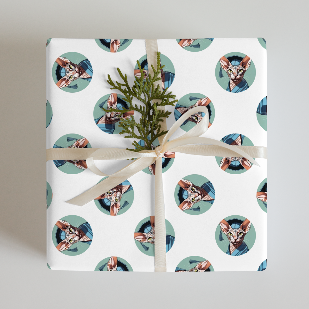 PugMug Custom Tabby Sphynx Cat Wrapping Paper