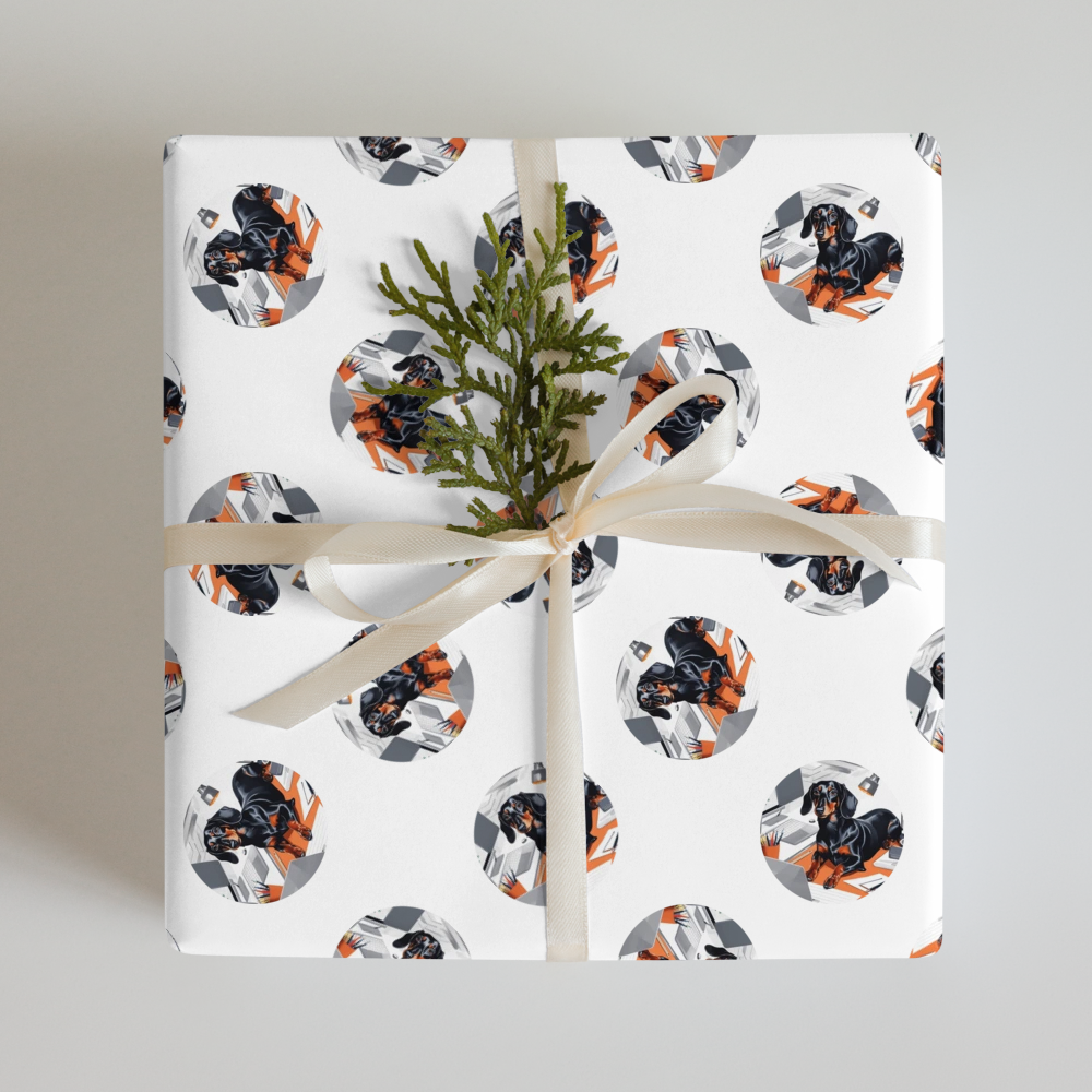 PugMug Custom Black Dachshund Wrapping Paper