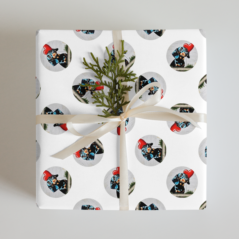 PugMug Custom Black Dachshund Wrapping Paper