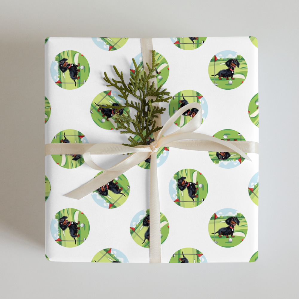PugMug Custom Black Dachshund Wrapping Paper