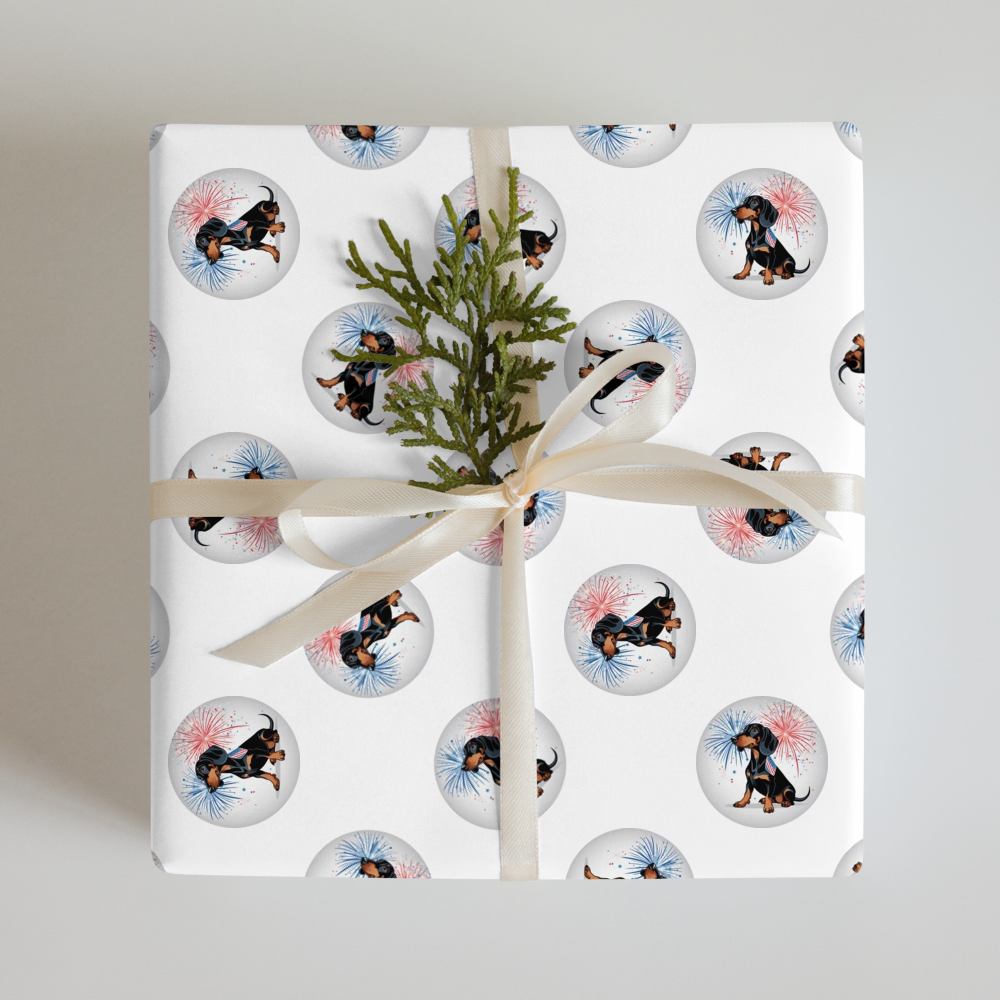 PugMug Custom Black Dachshund Wrapping Paper