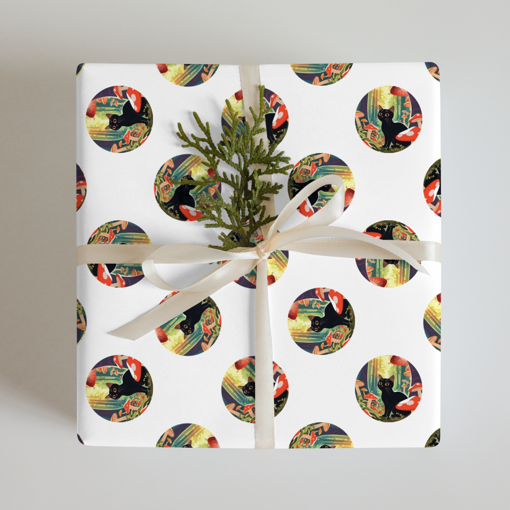 PugMug Custom Black American Shorthair Cat Wrapping Paper