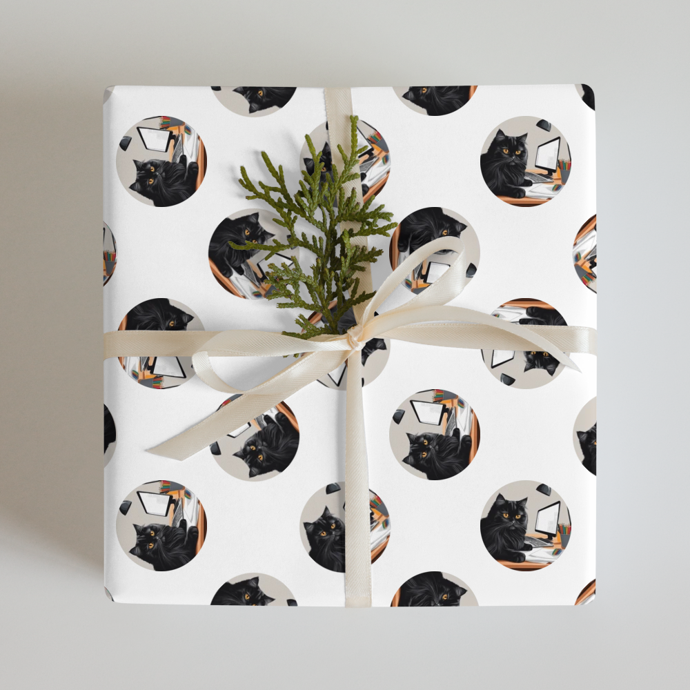 PugMug Custom Black Persian Cat Wrapping Paper