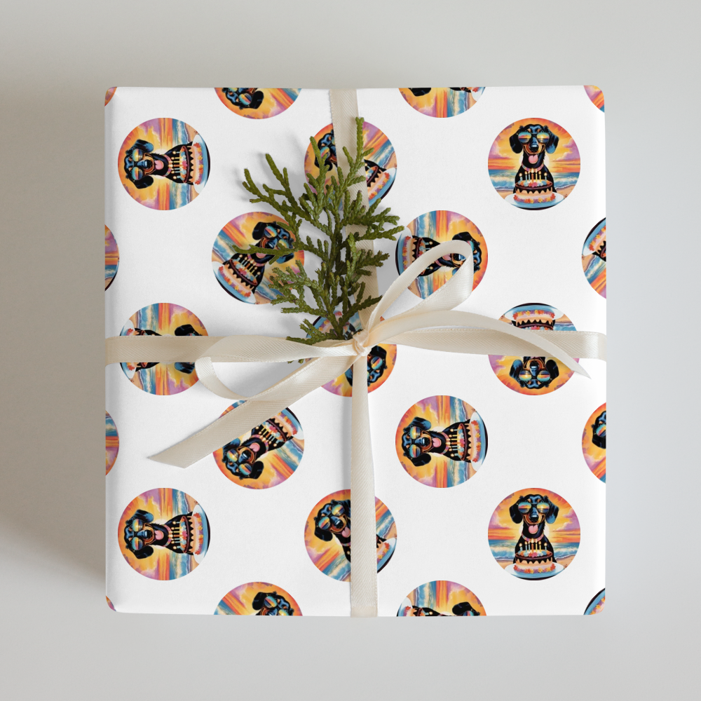 PugMug Custom Black Dachshund Wrapping Paper