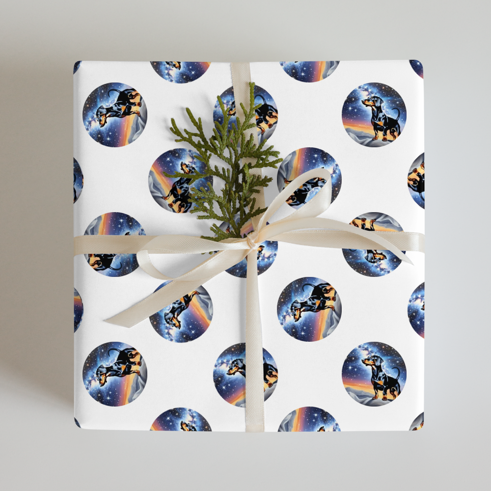 PugMug Custom Black Dachshund Wrapping Paper