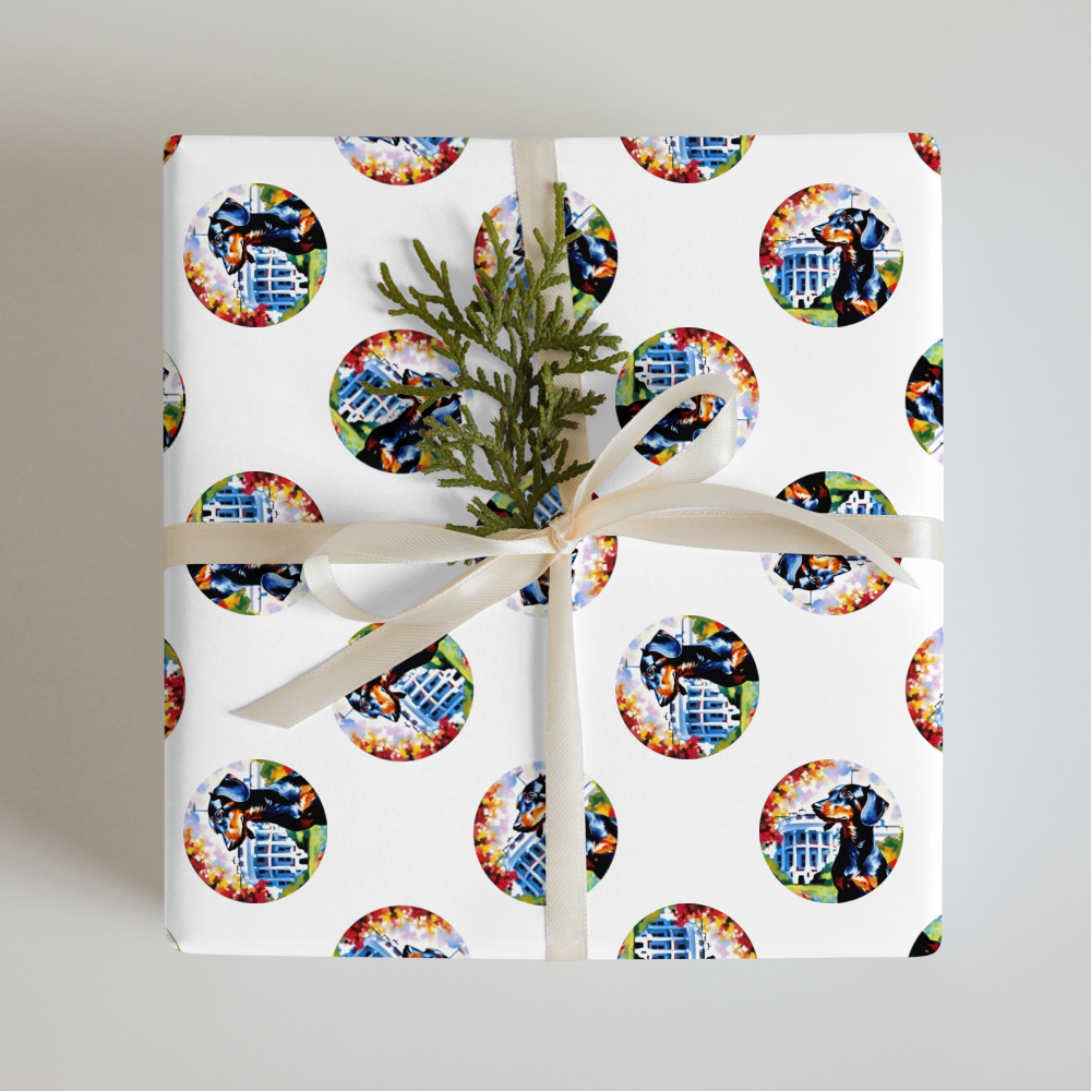 PugMug Custom Black Dachshund Wrapping Paper