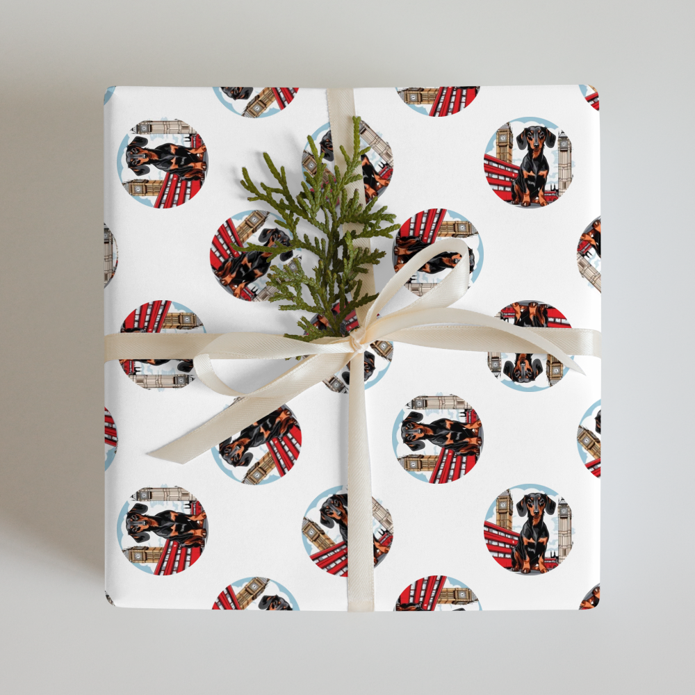 PugMug Custom Black Dachshund Wrapping Paper