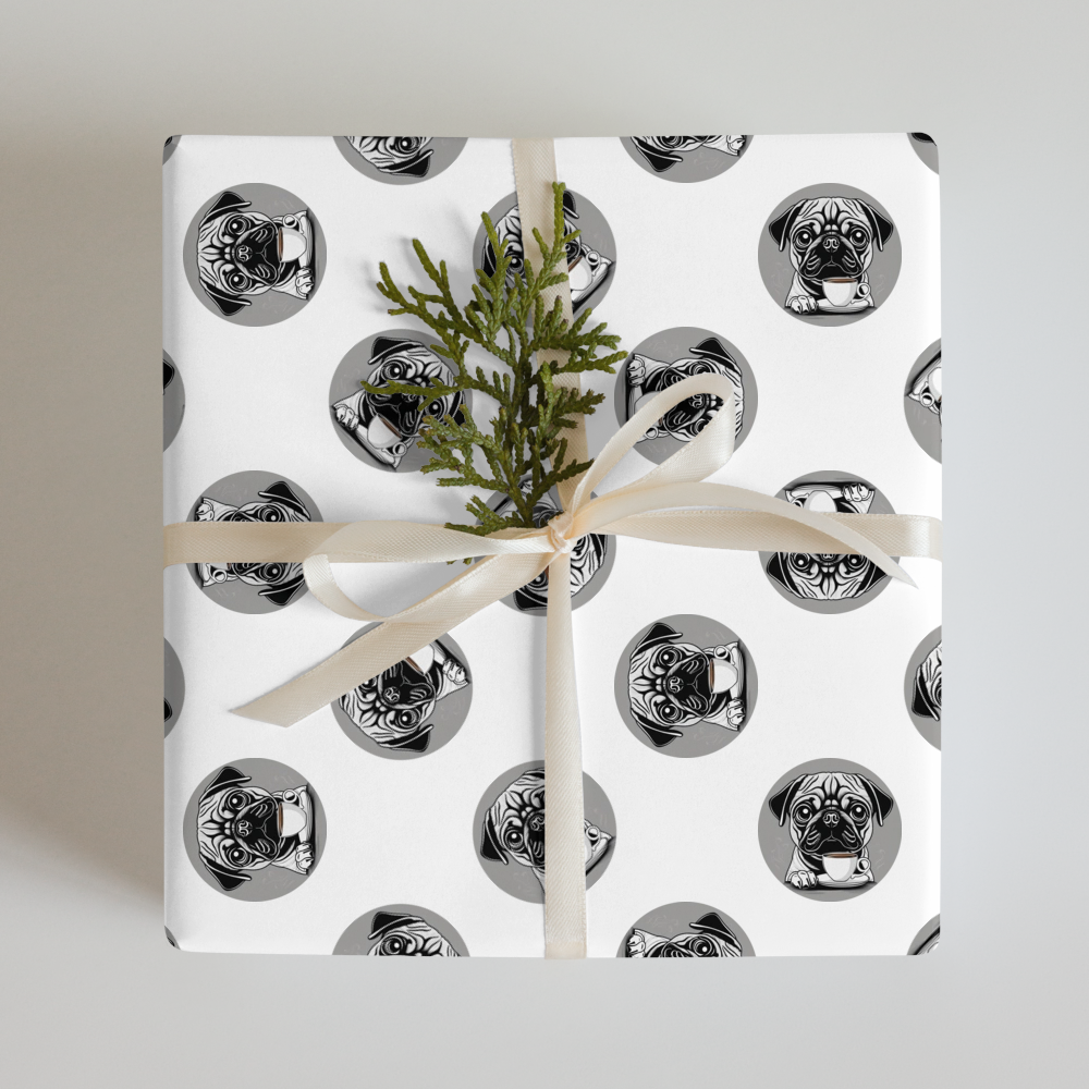 PugMug Custom Black Pug Wrapping Paper