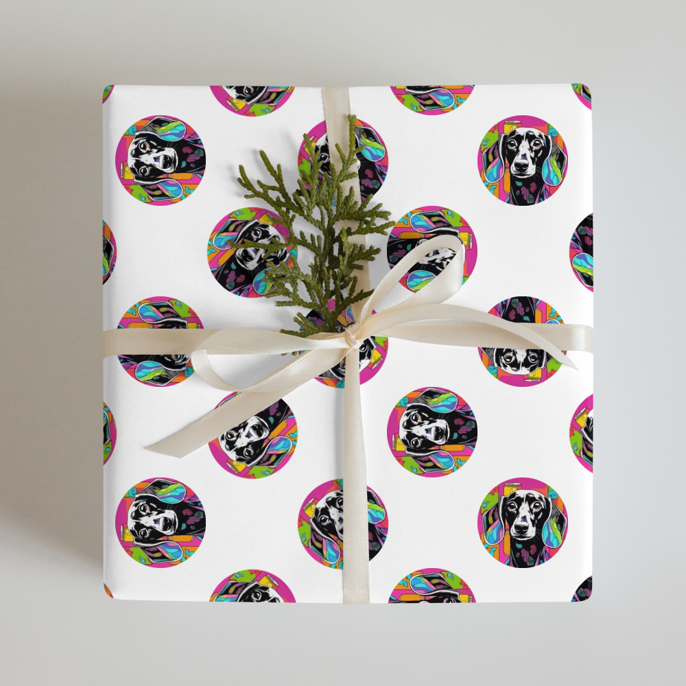 PugMug Custom Black Dachshund Wrapping Paper