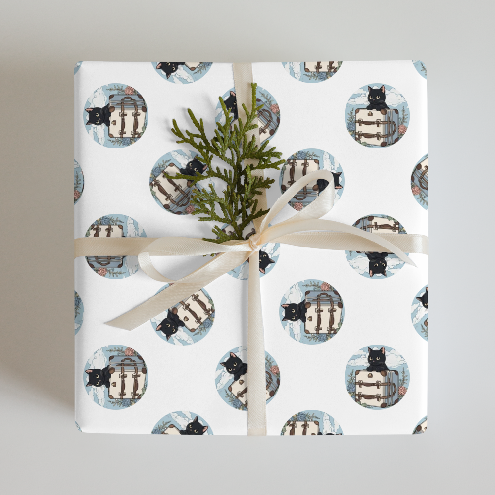 PugMug Custom Black Companion Cat Wrapping Paper