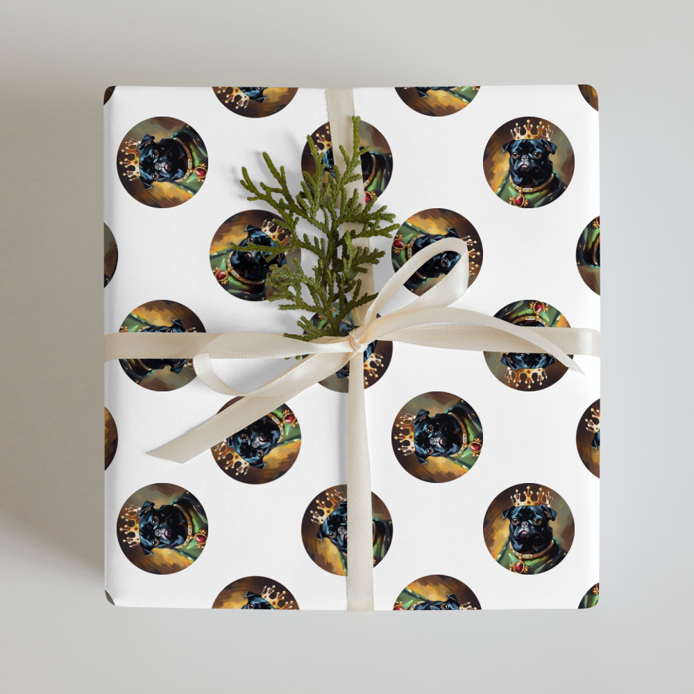 PugMug Custom Black Pug Wrapping Paper