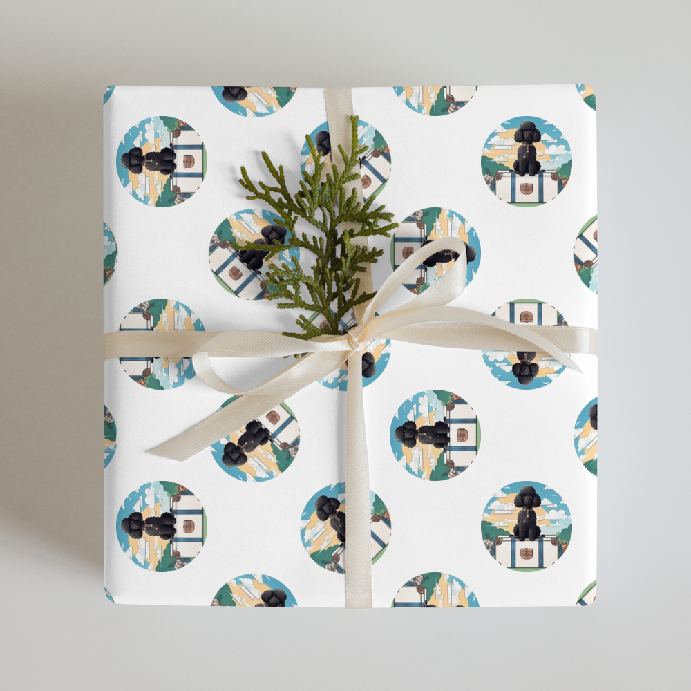 PugMug Custom Black Poodle Wrapping Paper