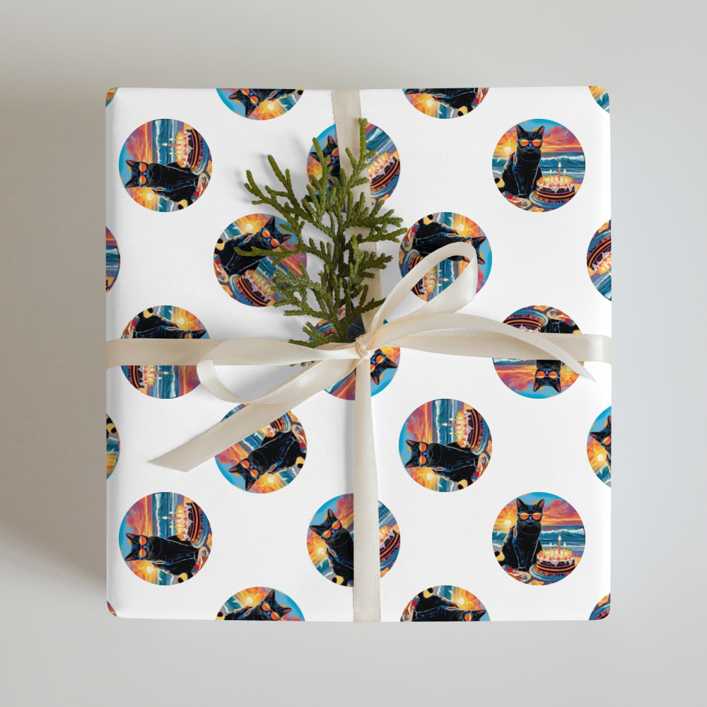 PugMug Custom Black American Shorthair Cat Wrapping Paper