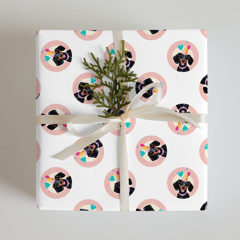 PugMug Custom Black Dachshund Wrapping Paper