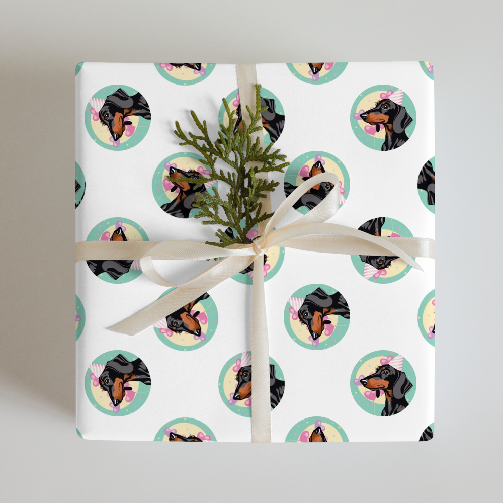 PugMug Custom Black Dachshund Wrapping Paper