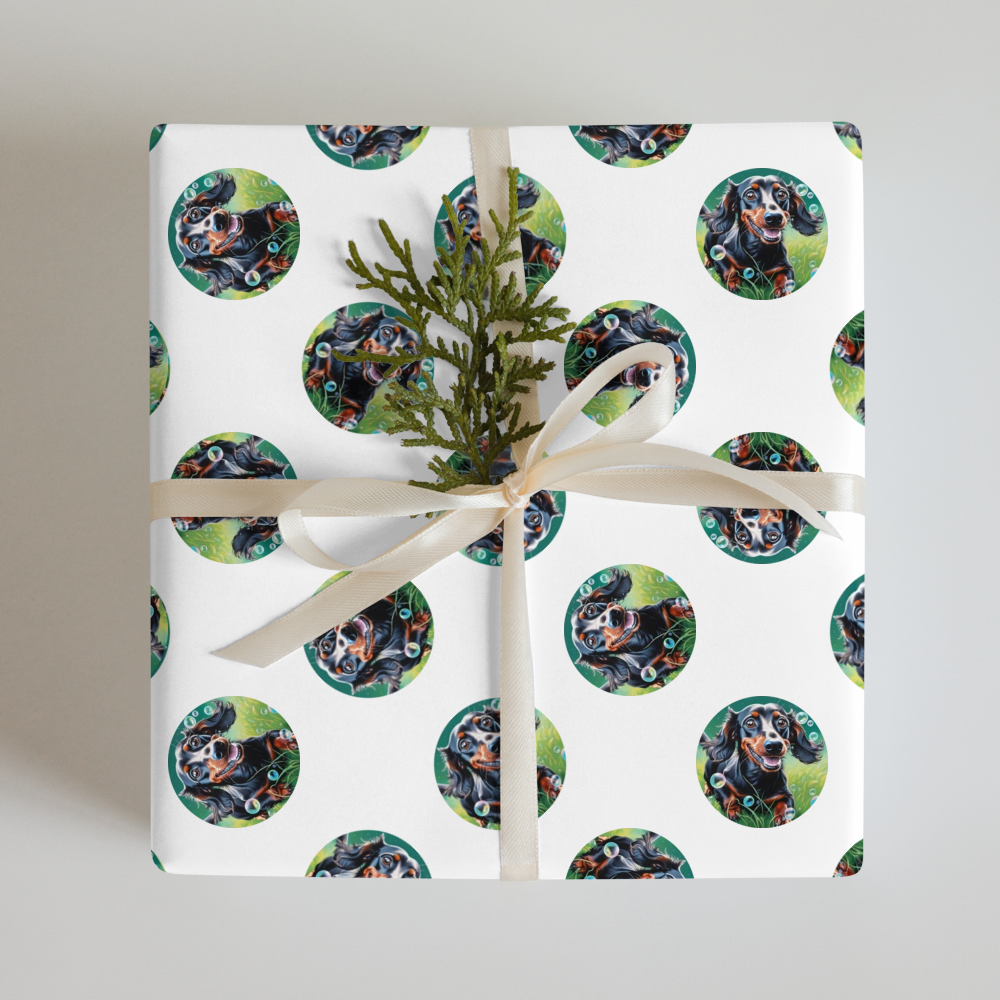 PugMug Custom Black Dachshund Wrapping Paper