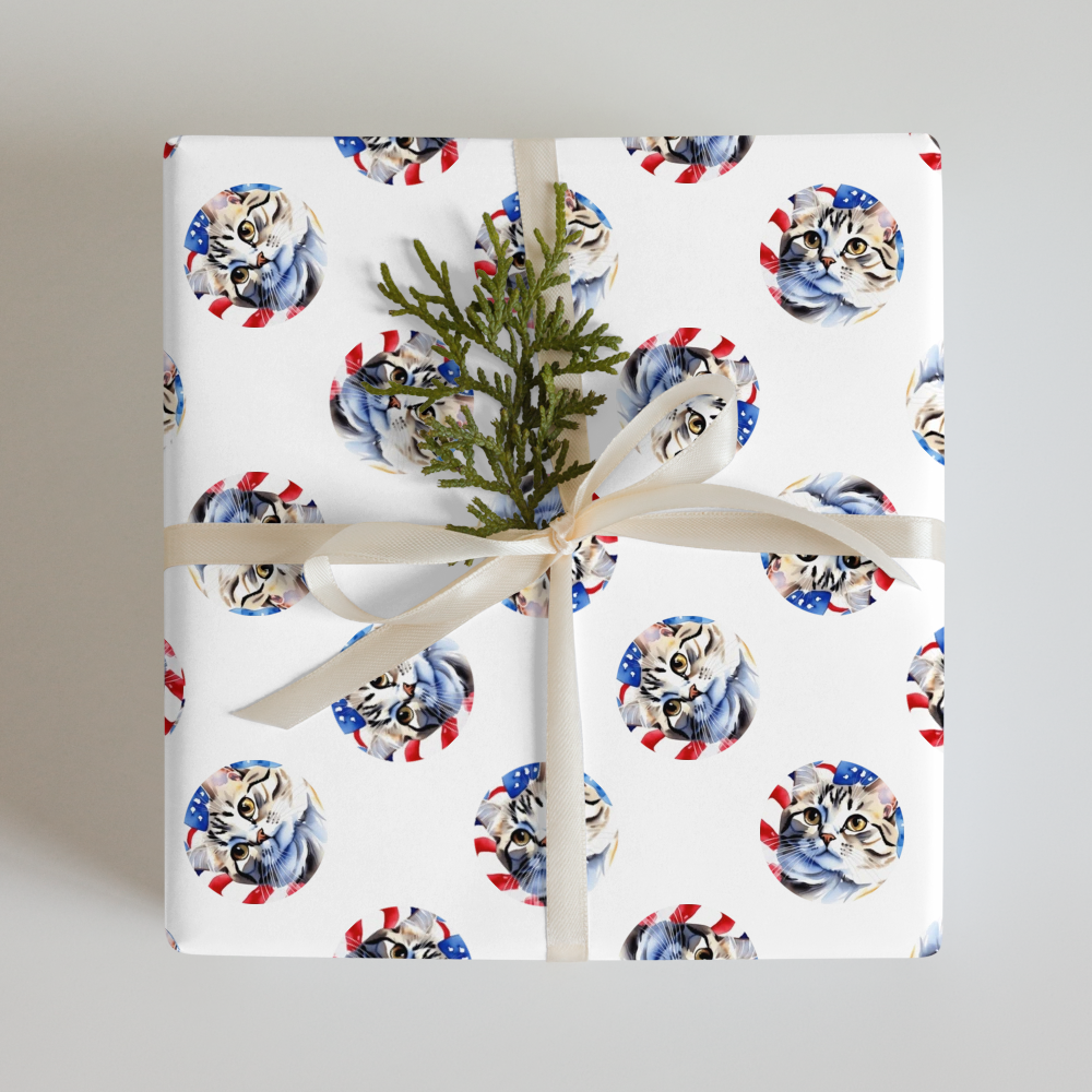 PugMug Custom Tabby Scottish Fold Cat Wrapping Paper