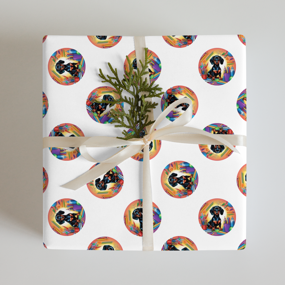 PugMug Custom Black Dachshund Wrapping Paper