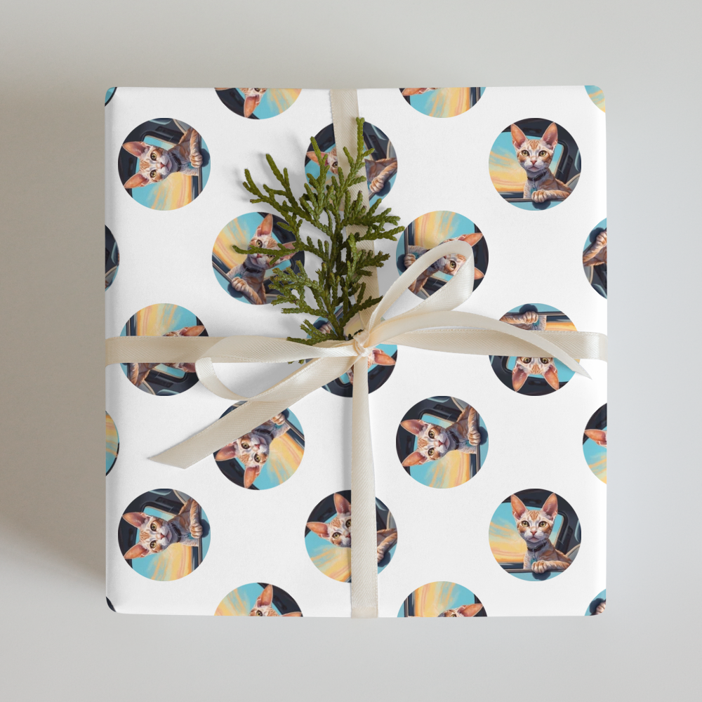 PugMug Custom Tabby Devon Rex Cat Wrapping Paper