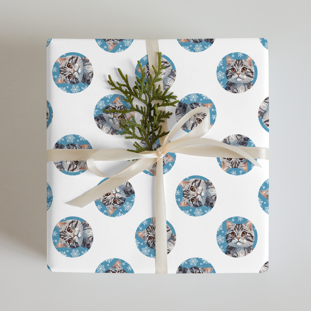PugMug Custom Tabby Scottish Fold Cat Wrapping Paper