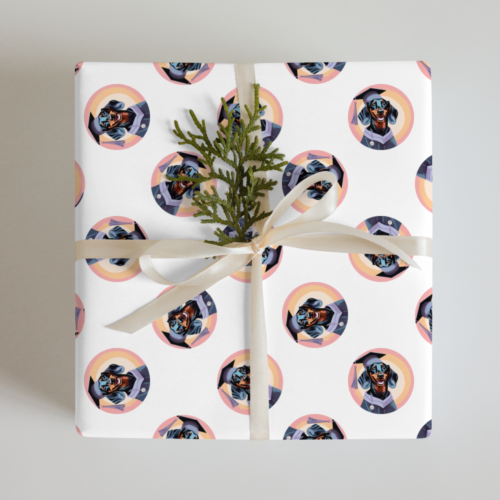 PugMug Custom Black Dachshund Wrapping Paper