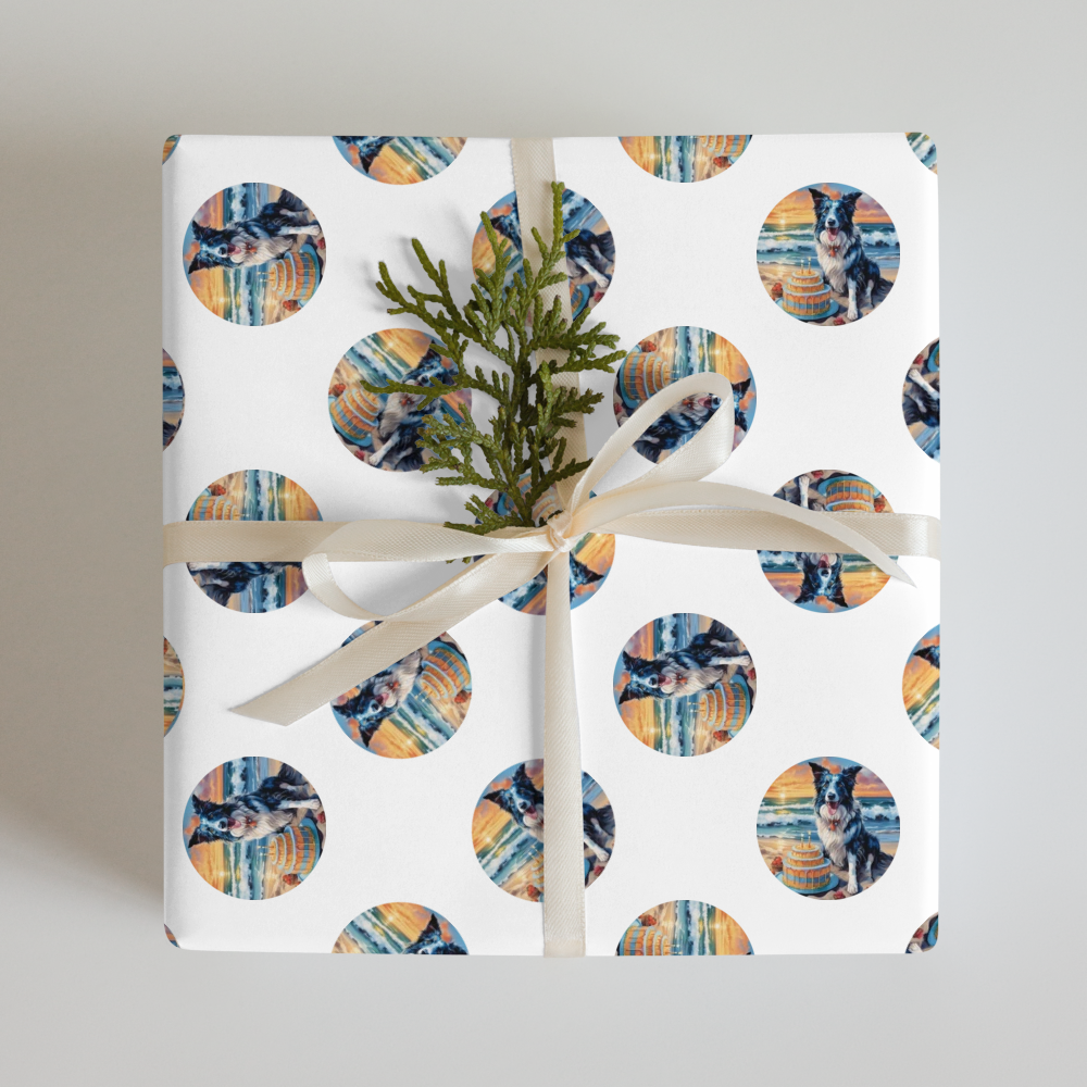 PugMug Custom Blue Merle Border Collie Wrapping Paper