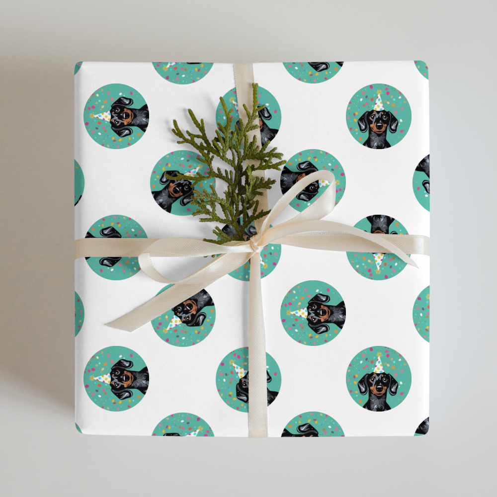 PugMug Custom Black Dachshund Wrapping Paper
