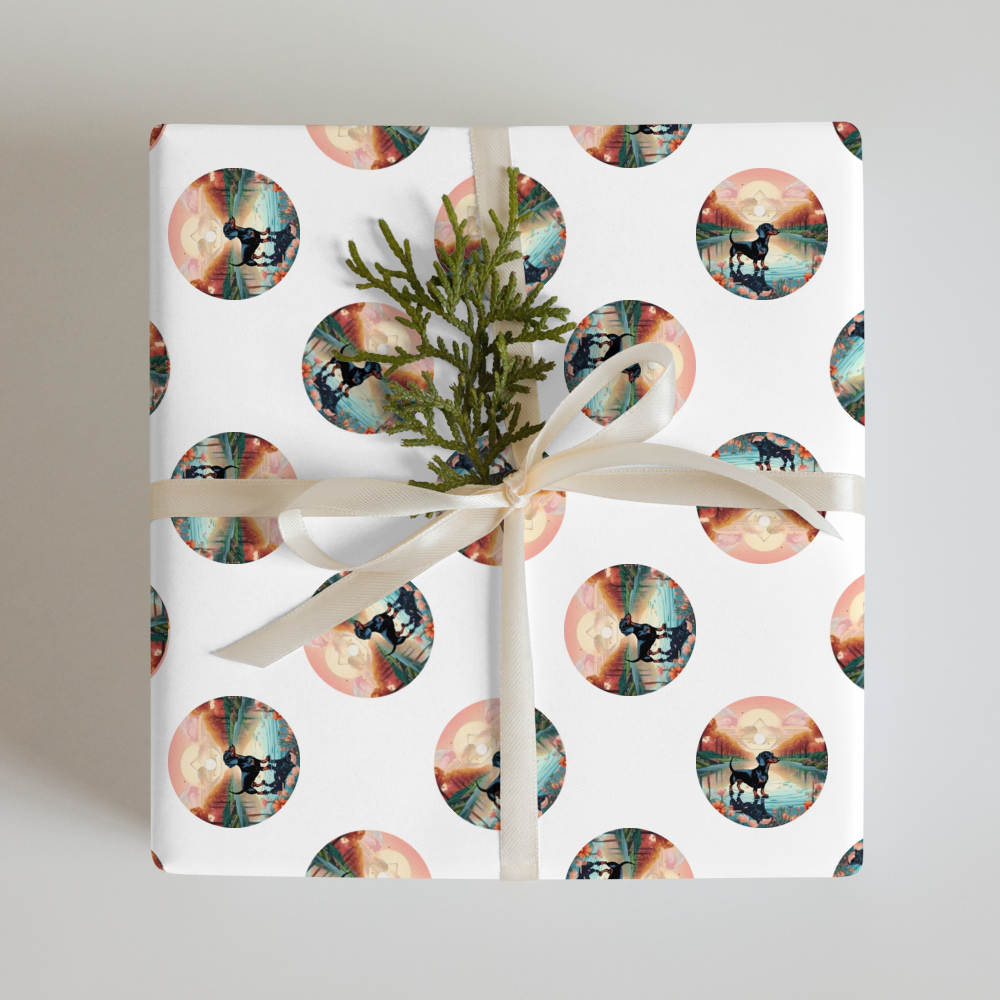 PugMug Custom Black Dachshund Wrapping Paper