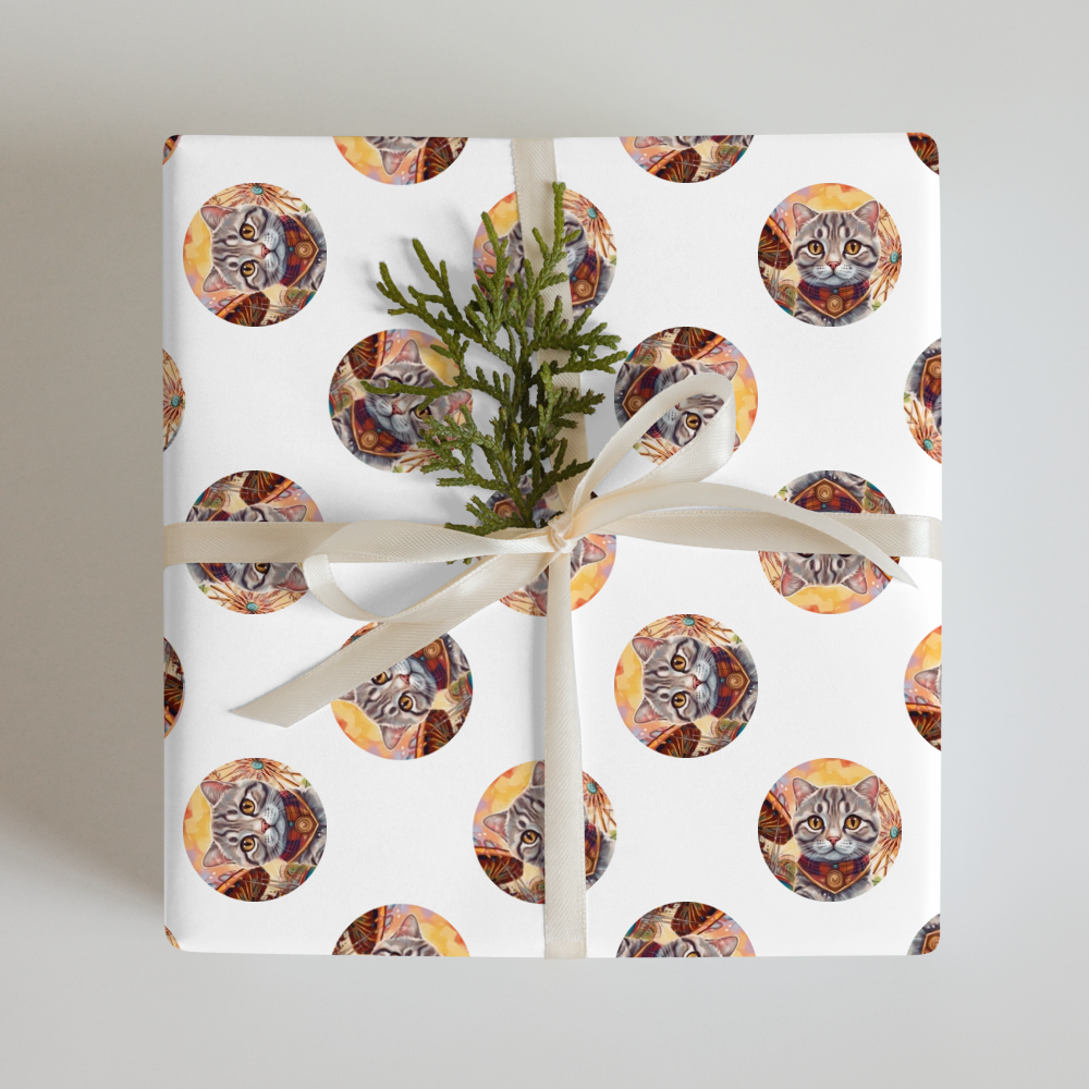 PugMug Custom Tabby Scottish Fold Cat Wrapping Paper