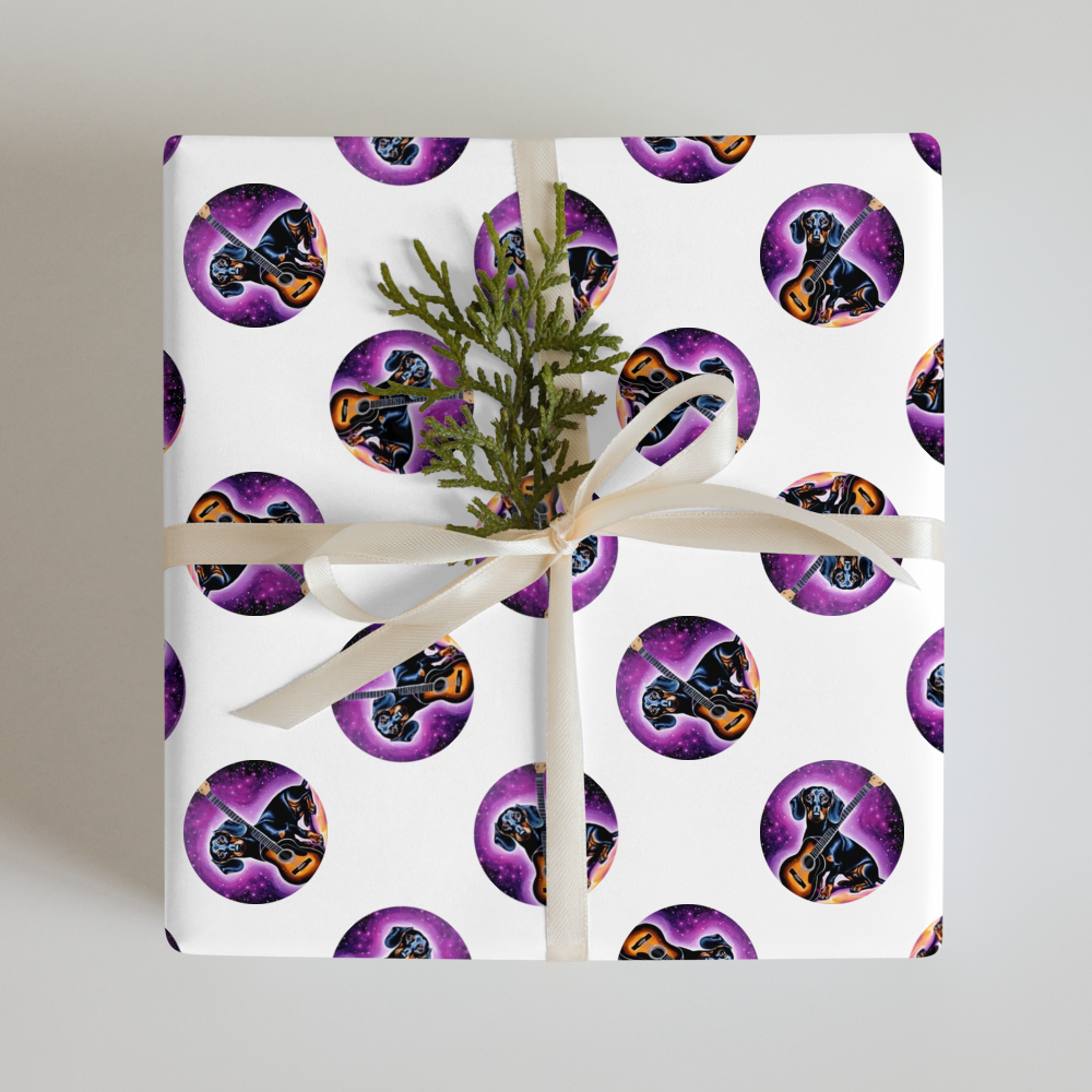 PugMug Custom Black Dachshund Wrapping Paper
