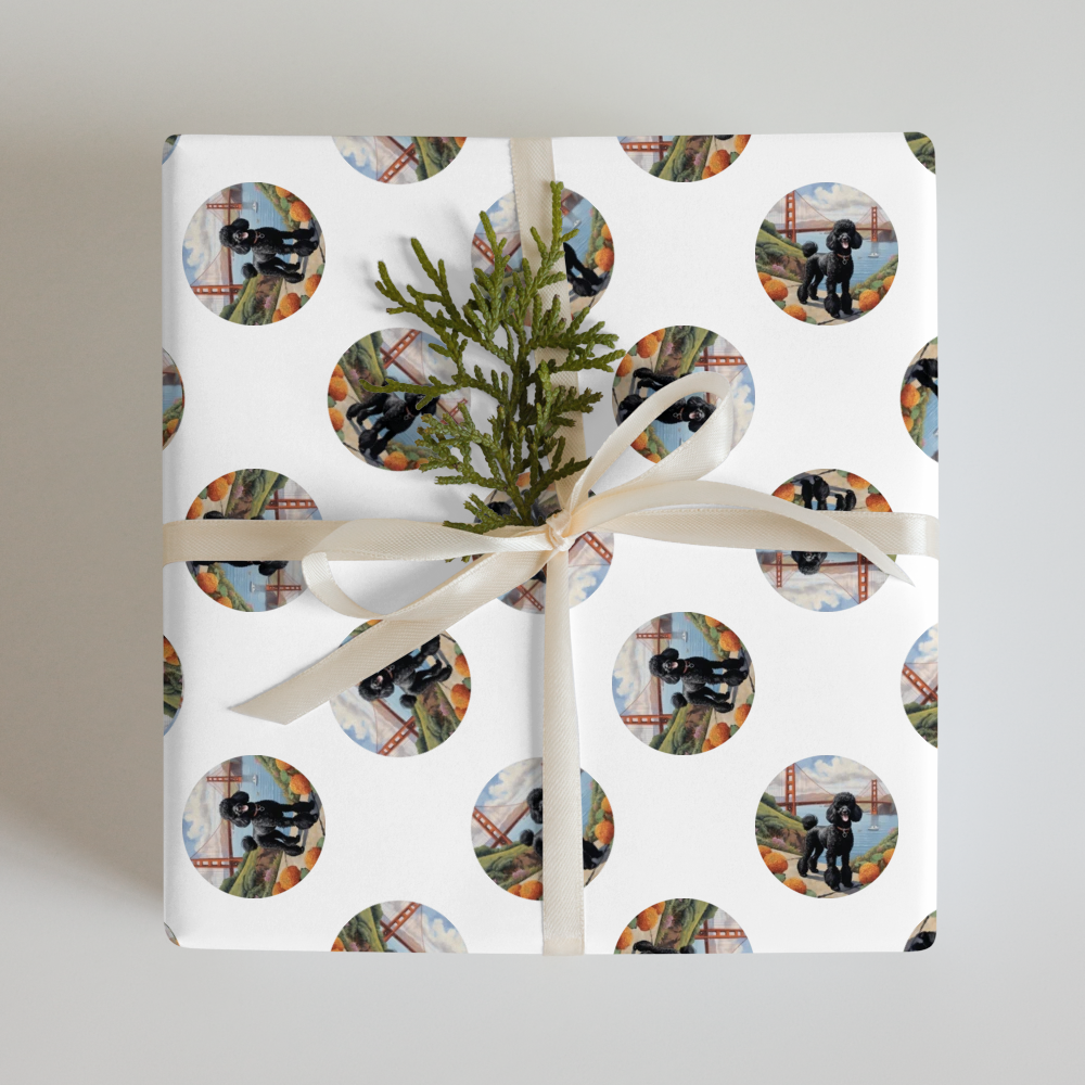 PugMug Custom Black Poodle Wrapping Paper
