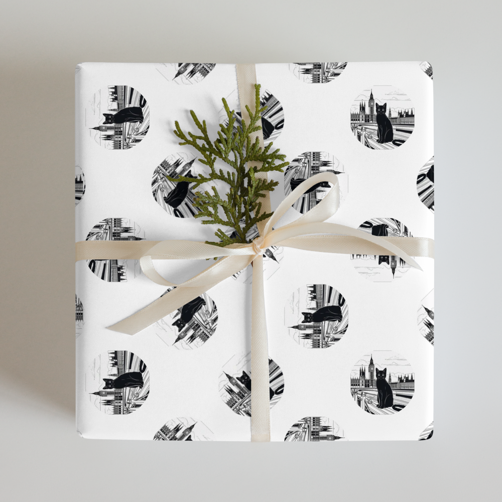 PugMug Custom Black Companion Cat Wrapping Paper